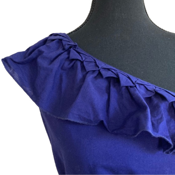 Nine West purple cotton one-shoulder neckline ruffle detail dress. Size 4 - Picture 8 of 9